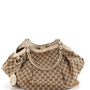 Gucci Sukey Tote Gg Canvas With Leather #240414G70B